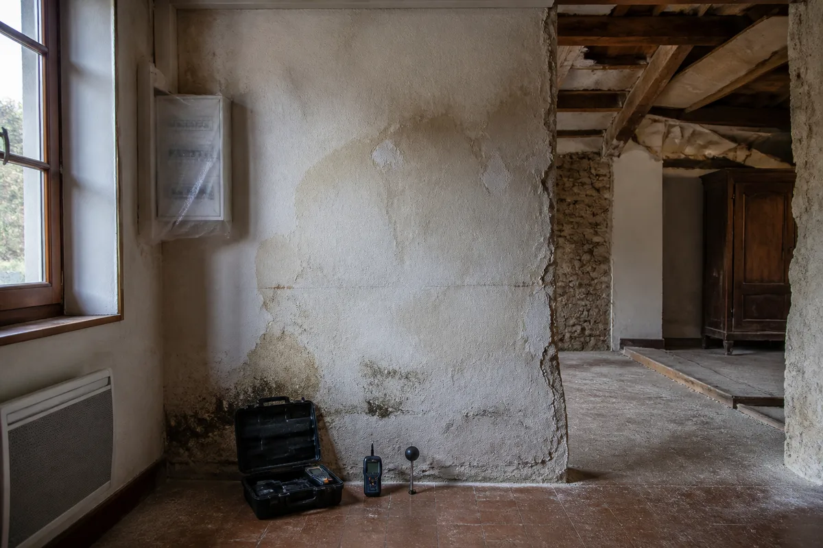 Diagnostic avant rénovation d'une maison ancienne avec murs, toiture et réseaux à examiner